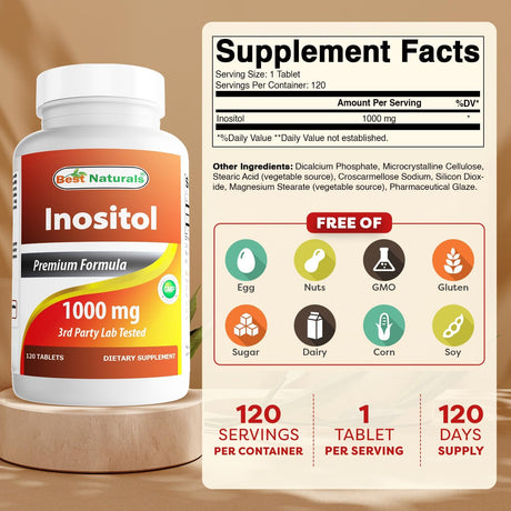 Best Naturals Inositol 1000 mg 120 cápsulas
