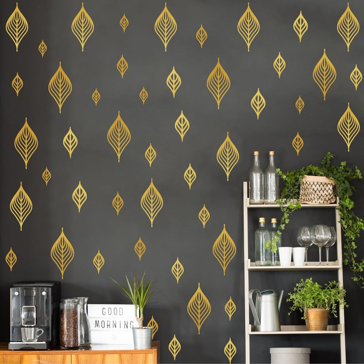 Sticker de Pared Hojas Modernas, Vinilo, Decoración Nórdica