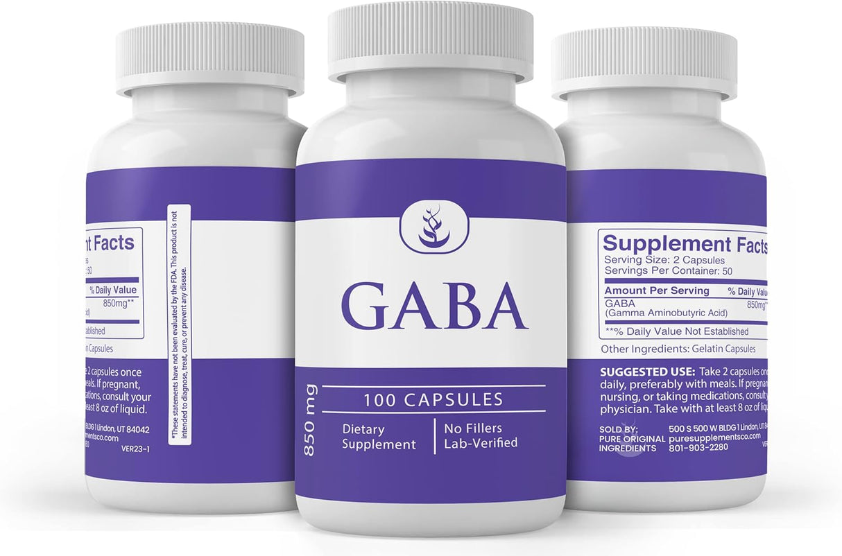 Suplemento Pure Original Ingredients GABA 100 cápsulas