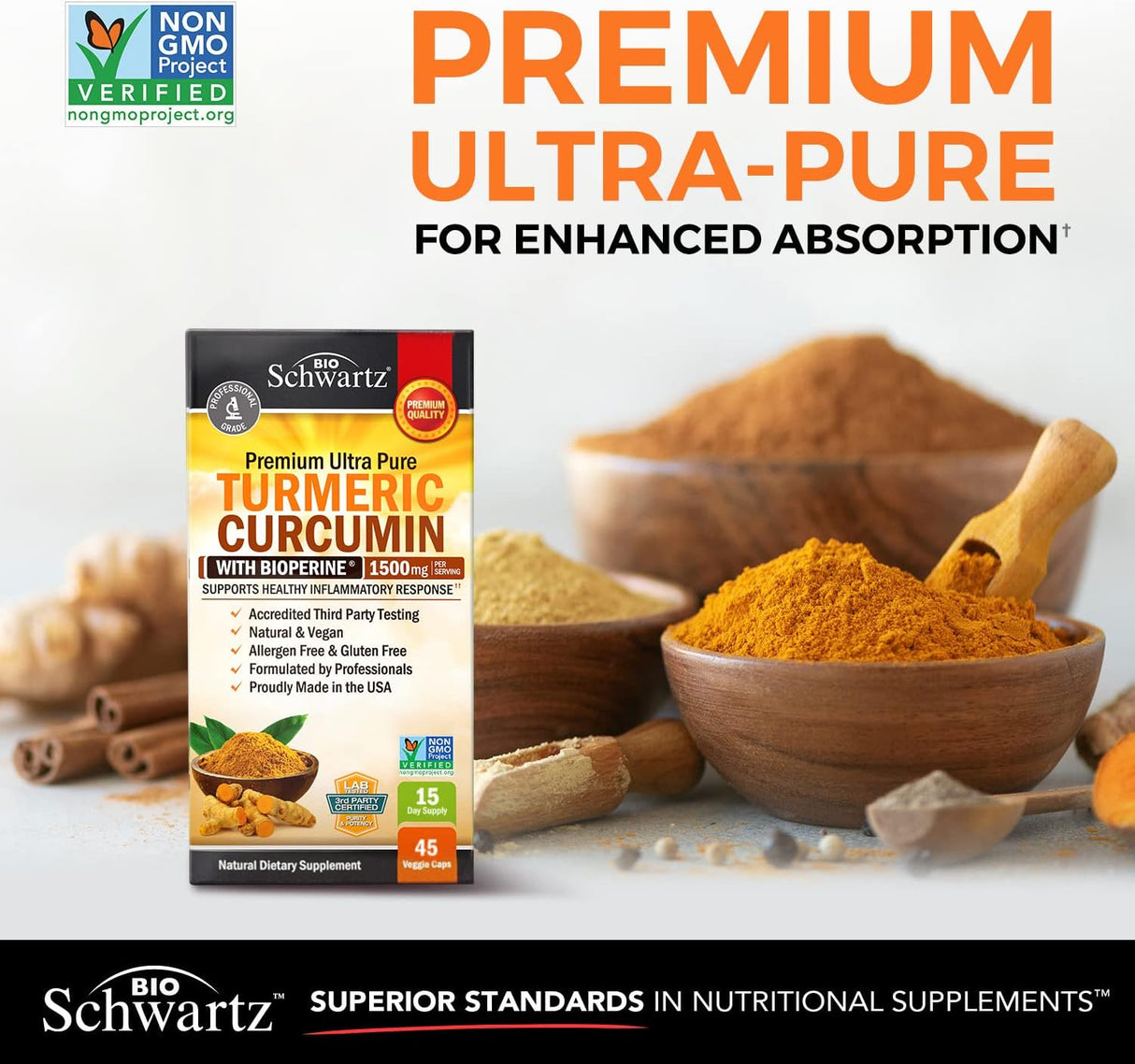 Suplementos Alimenticios de cúrcuma con BioPerina