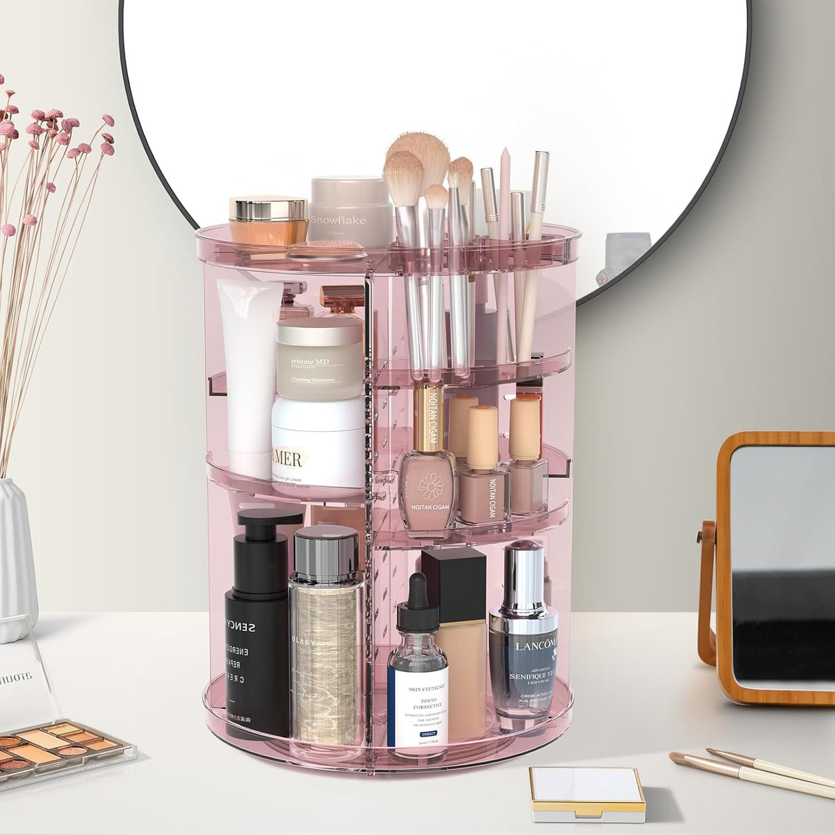 Organizador de maquillaje giratorio con 8 capas ajustables