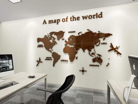 Stickers 3D Mapa del Mundo - Decoración Pared 180x100 cm