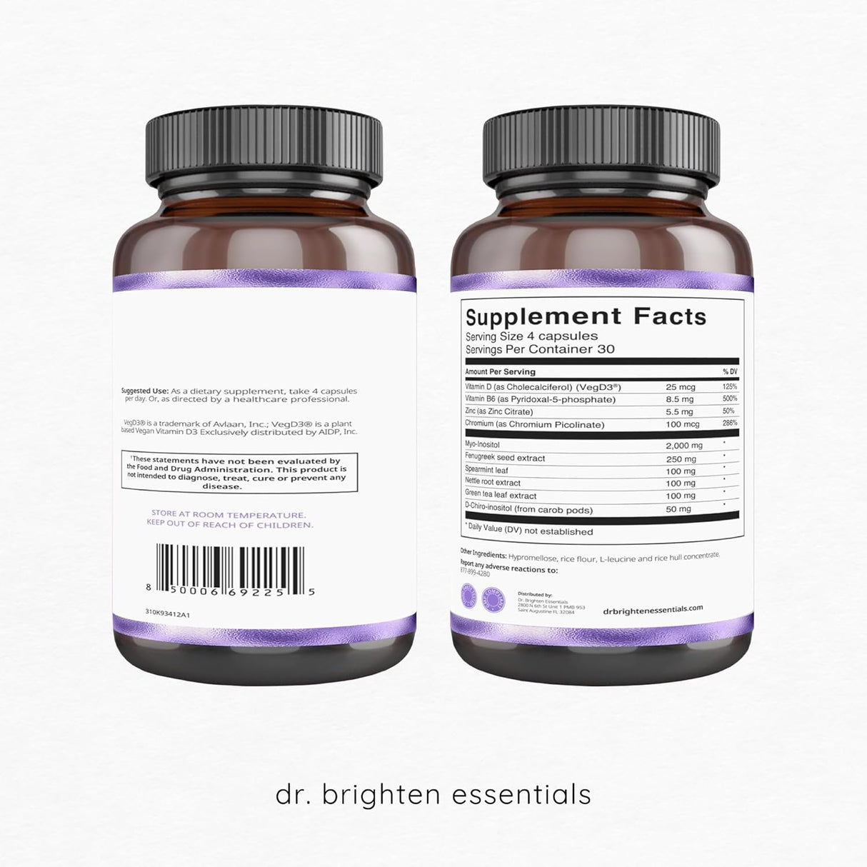 Dr. Brighten Myoinositol Plus: Hormonal y PCOS, Fórmula 60 caps