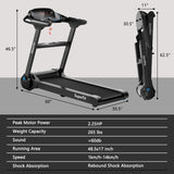 Caminadora Plegable GYMAX, Motor 2.25HP, Control por App