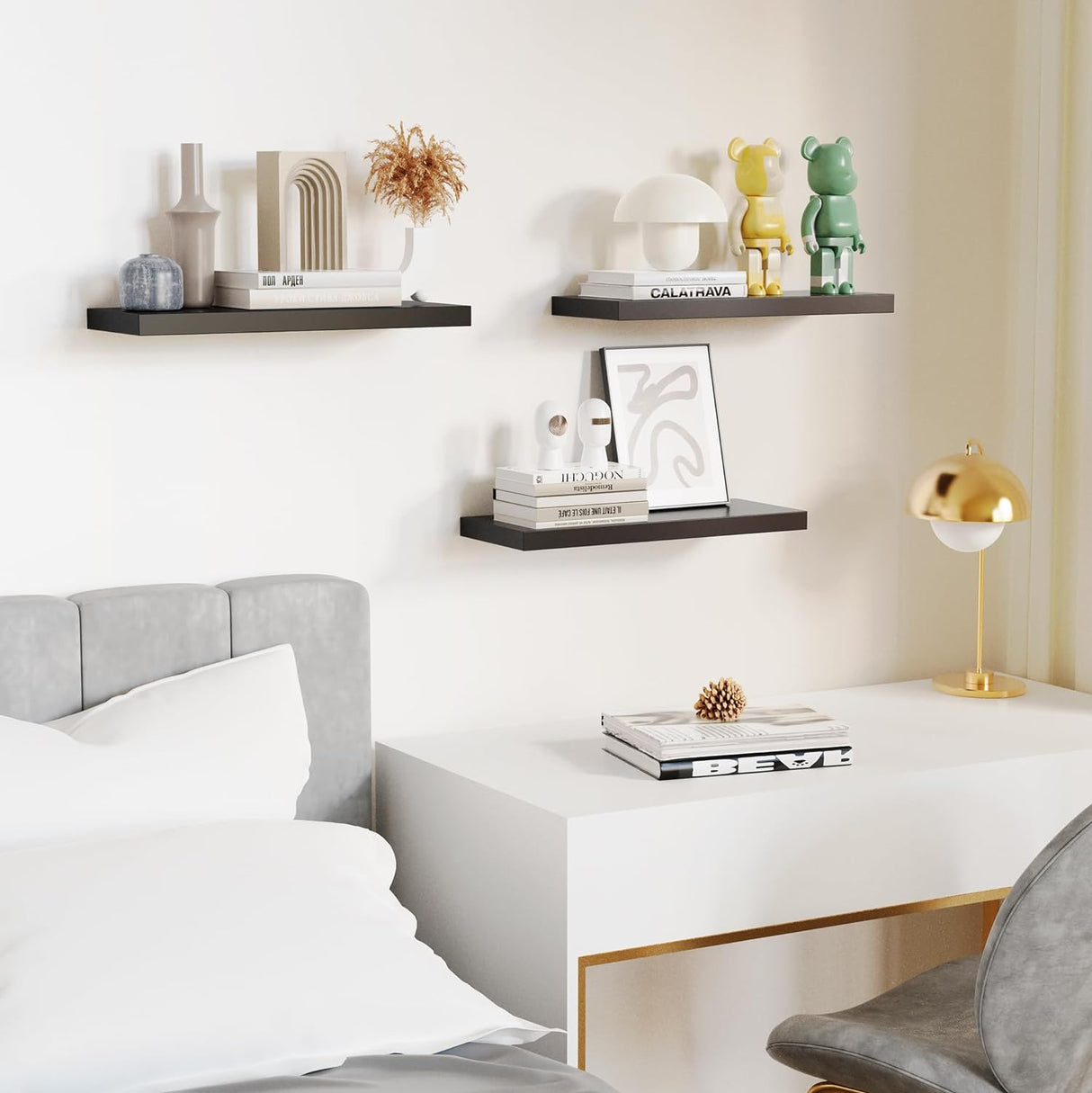 Estantes Flotantes Pared, Juego de 3, 16 para Decoración
