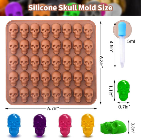 Moldes de Silicona Calavera, 2 Pzs, 40 Cavidades, Halloween