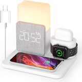 Cargador de carga inalámbrica 3 en 1 con reloj despertador