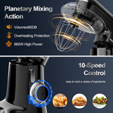 Batidora de Pie 6.5QT 10 Velocidades 660W, Modelo 660W