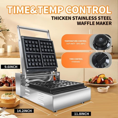 Máquina de Waffles Li Zhen, Eléctrica, Antiadherente, Mini 4 Slices