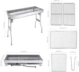 Parrilla de carbón portátil, acero inoxidable, plegable, grande
