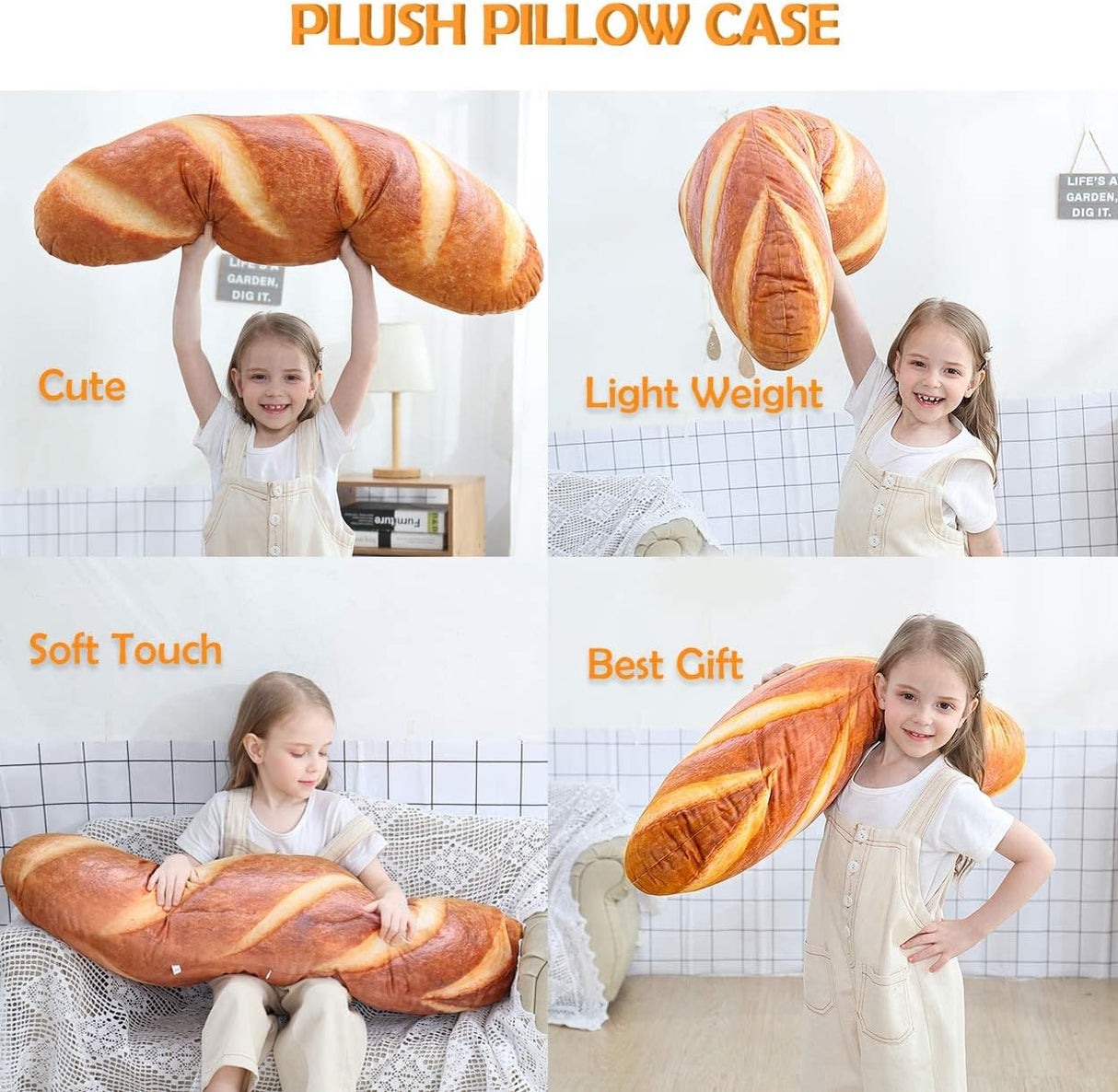Peluche de simulación 3D en forma de pan de 40 pulgadas