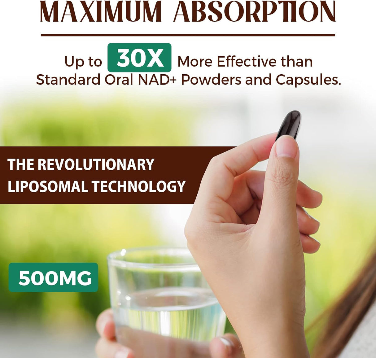 Suplemento liposomal NAD+ 500 mg envejecimiento saludable 60
