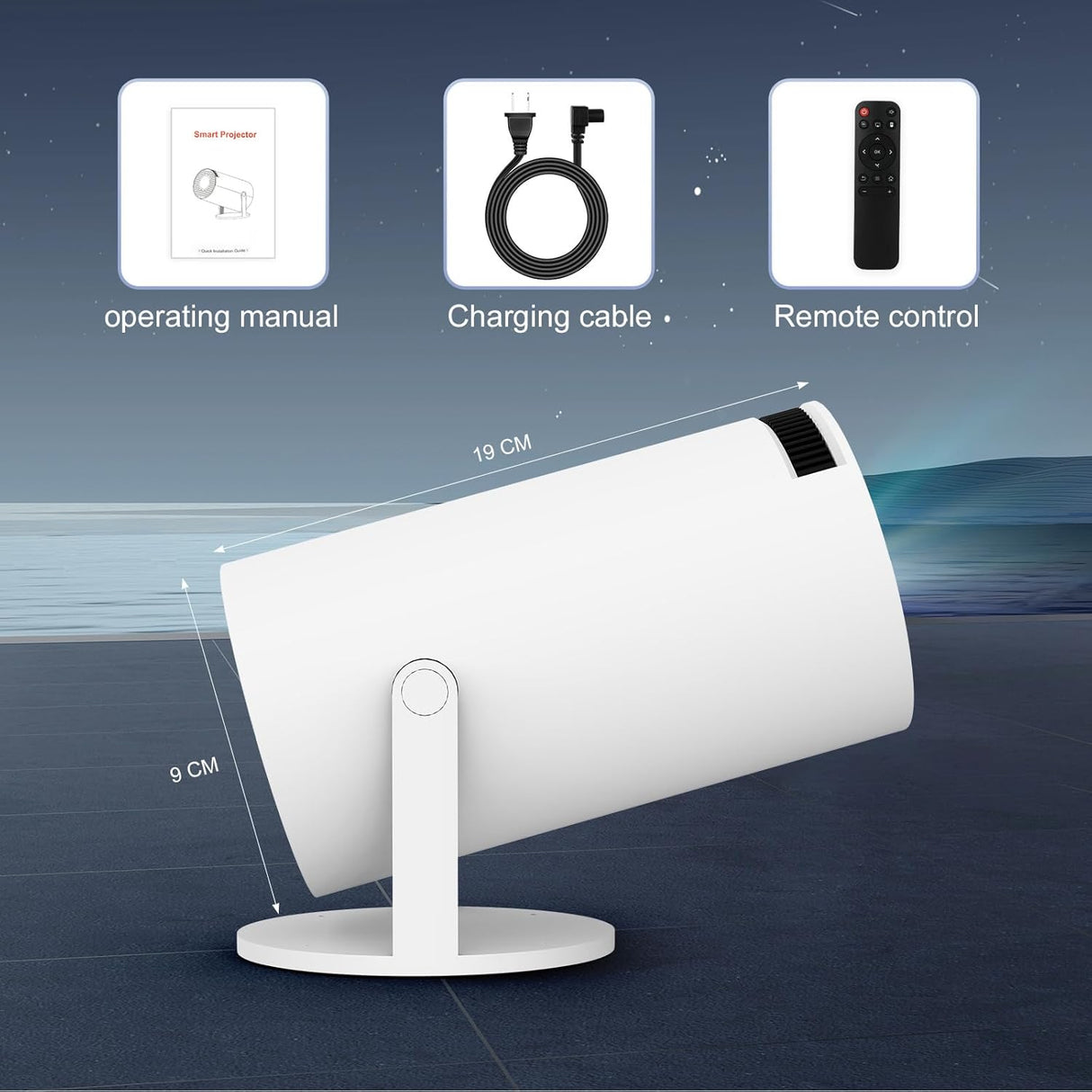 Proyector portátil 4K WIFI 6 Bluetooth, rotación 180°, auto keystone