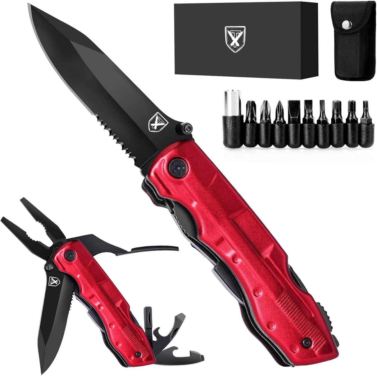 Multiherramienta de navaja de bolsillo rojo