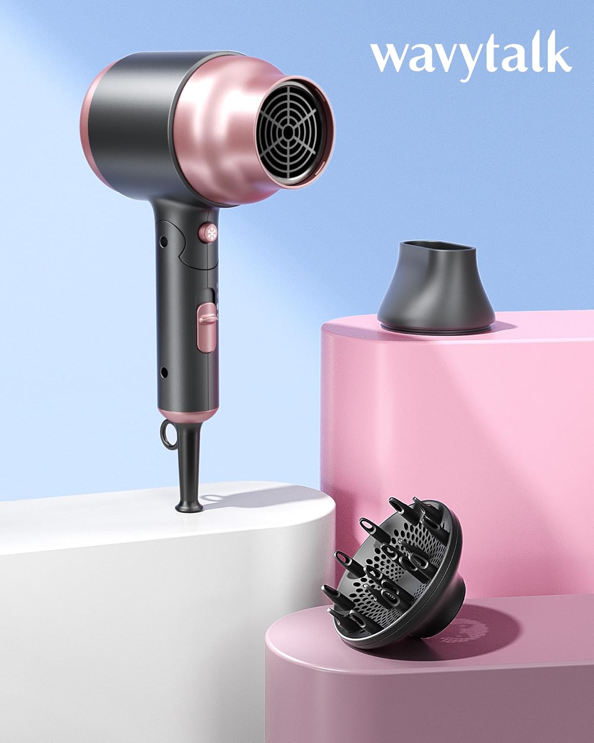 Secador de pelo portátil con difusor mini de pelo plegable