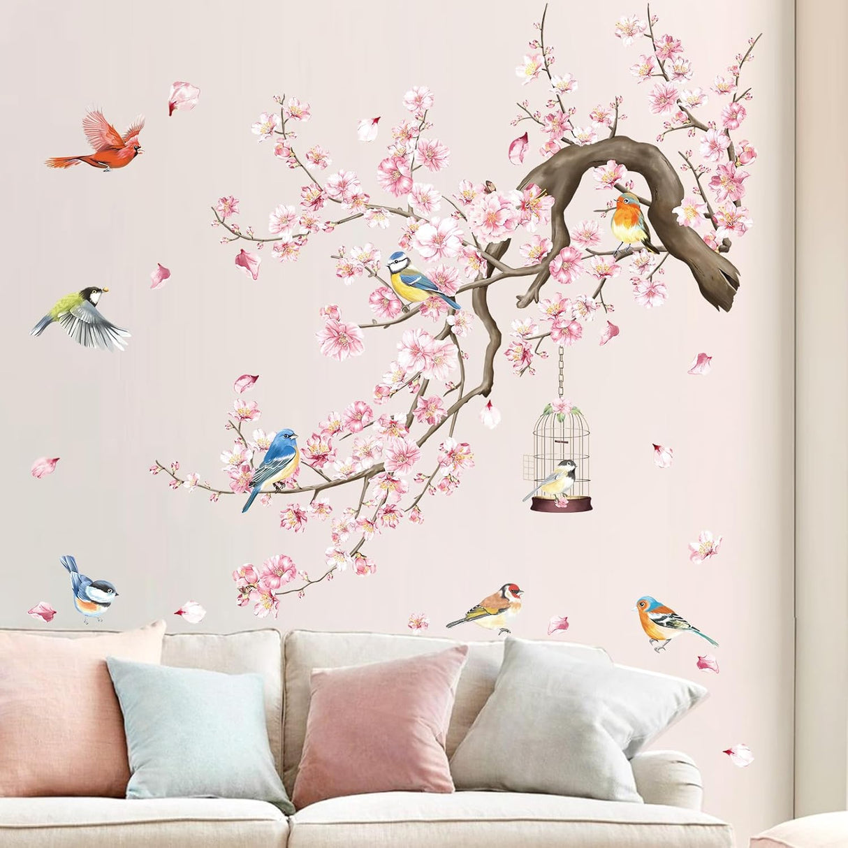 Stickers de Pared Wondever Flores de Cerezo para Dormitorio