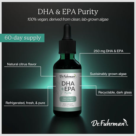 Suplemento de Omega-3 DHA+EPA de Dr. Fuhrman, Vegano, 60 porciones
