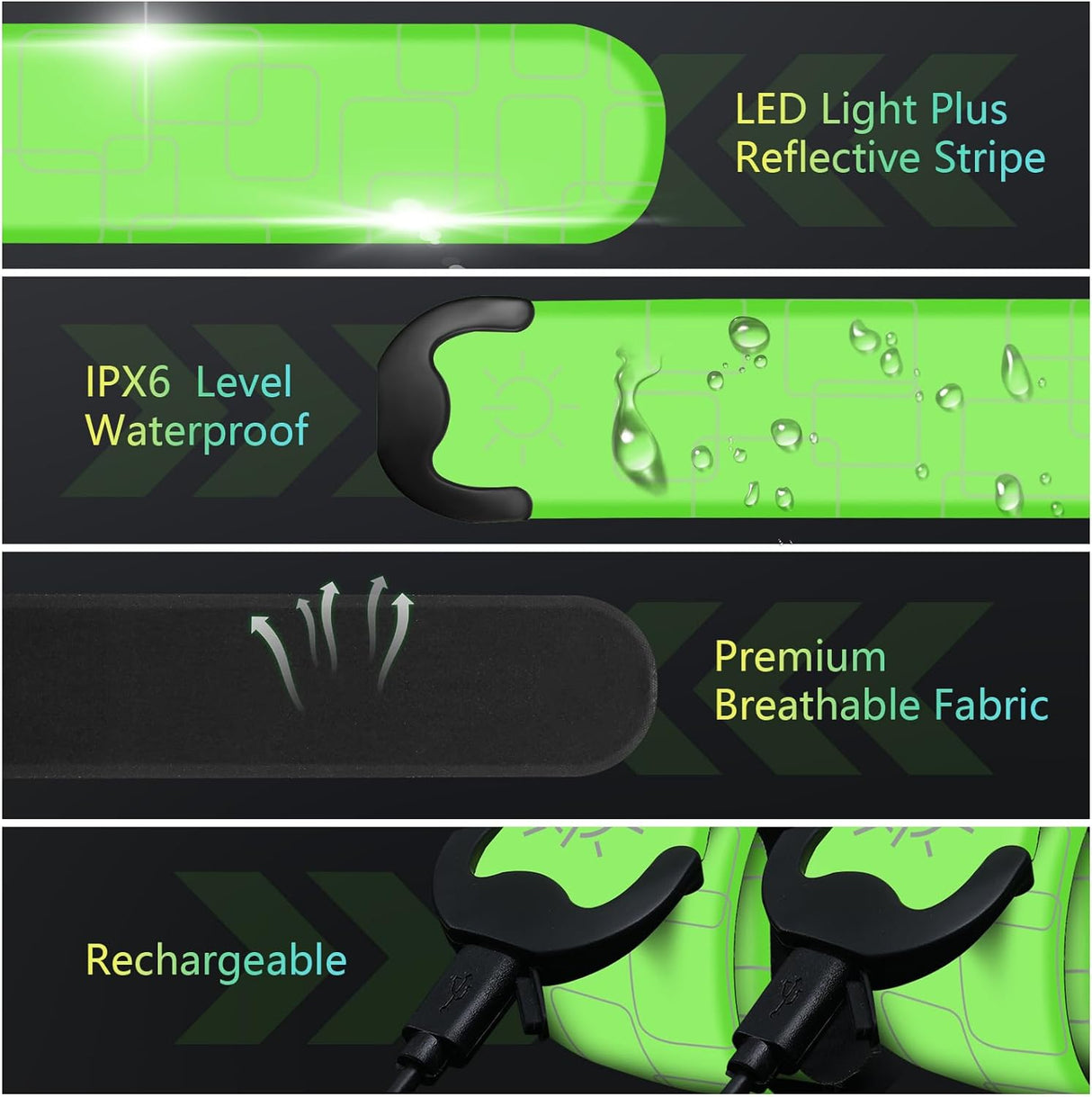 Brazaletes LED Recargables para Correr 2024 Ajustables