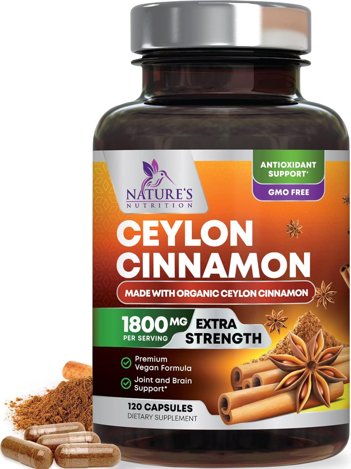 Suplemento Cápsulas de canela pura Ceilán orgánicas