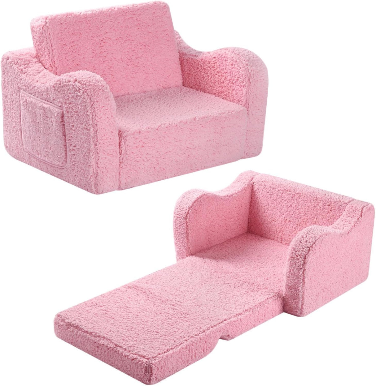 Silla infantil convertible en cama para niños pequeños, Rosa