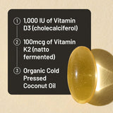 Vitamina D3 1000IU + K2 MK7, NatureWise, Hueso e Inmune, 90 caps