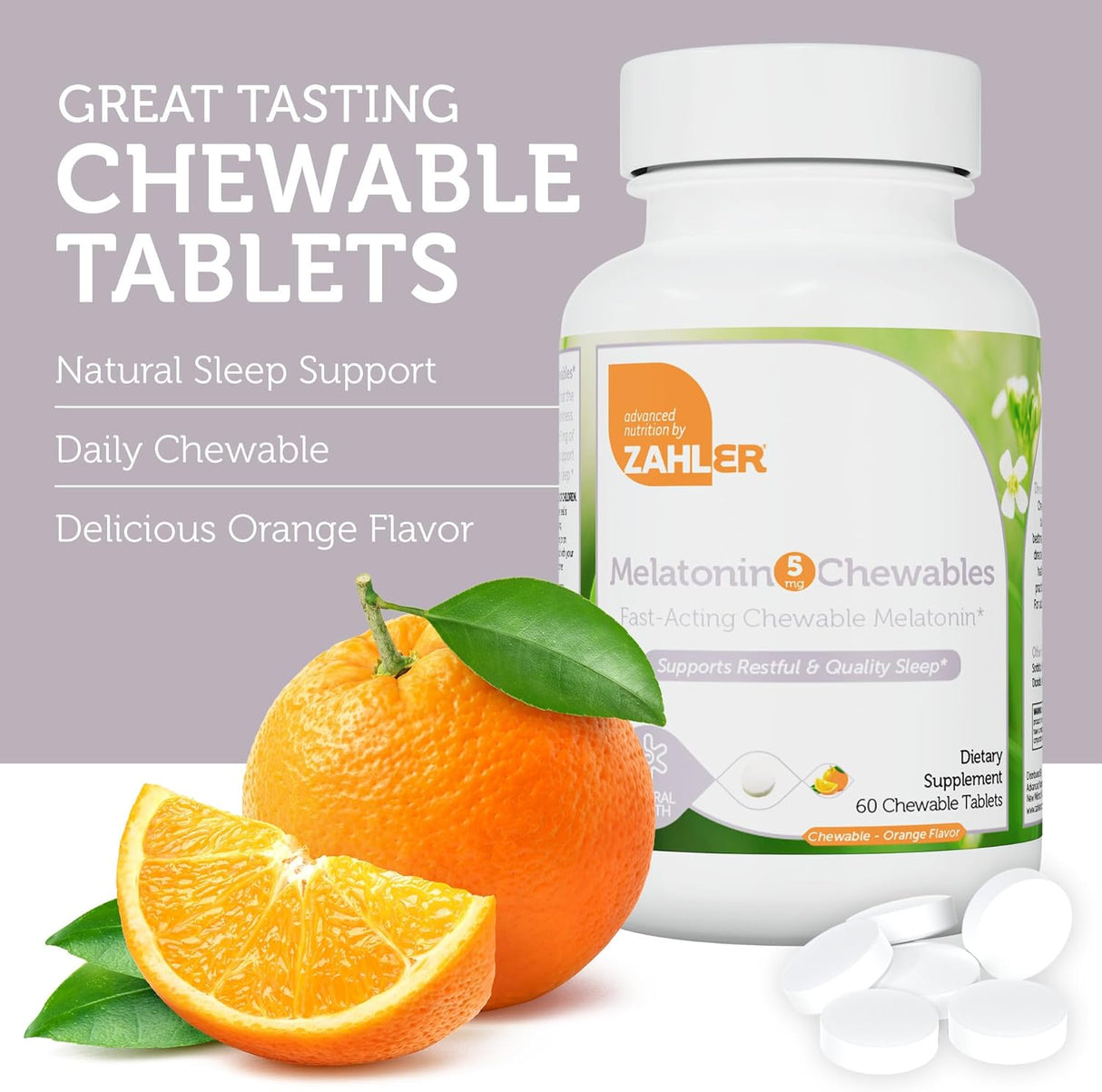 Suplemento Melatonina masticable 5 MG  apoyo para dormir 60u