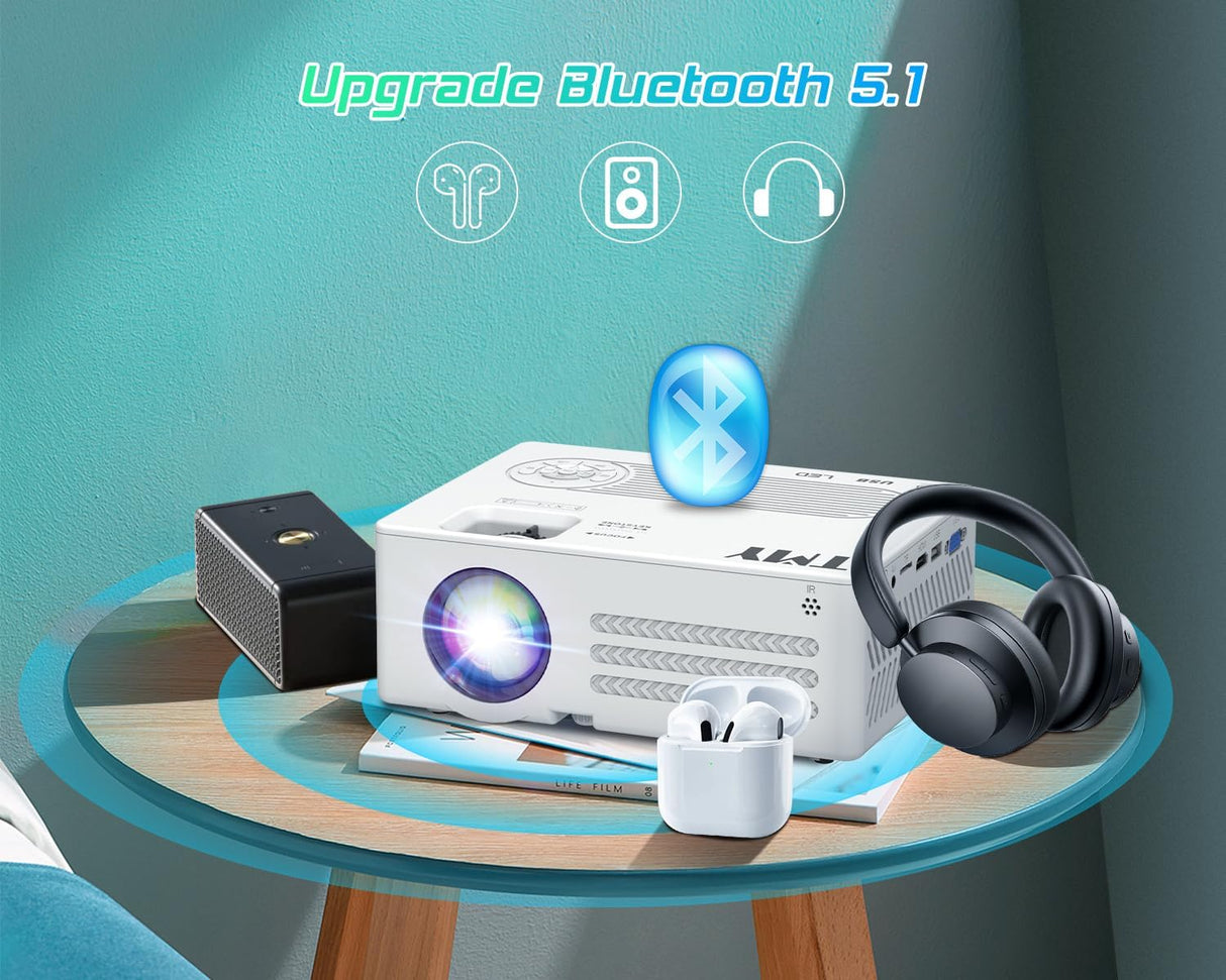 Proyector TMY 1080P WiFi y Bluetooth, Pantalla 100” Incluida