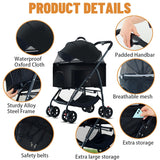 Carrito para Perros 3 en 1, Plegable, Soporta hasta 25kg