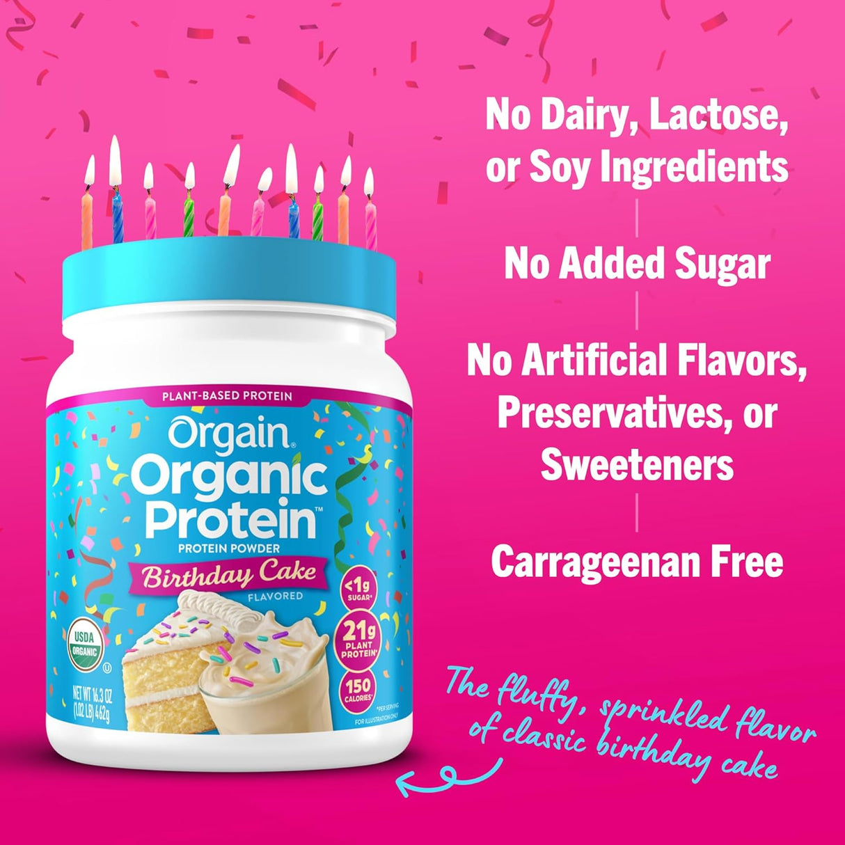 Proteína Vegana Orgánica Orgain - 21g, 7g Fibra, 1.02 lb