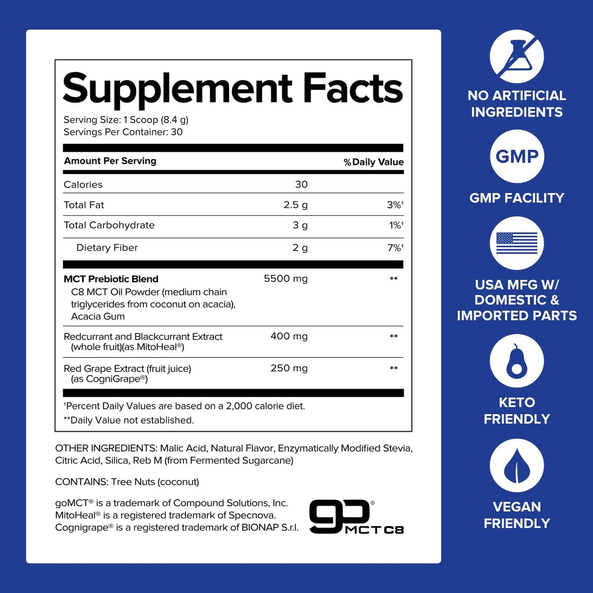 Suplementos MCT Wellness Polvo para apoyar la energía 252g