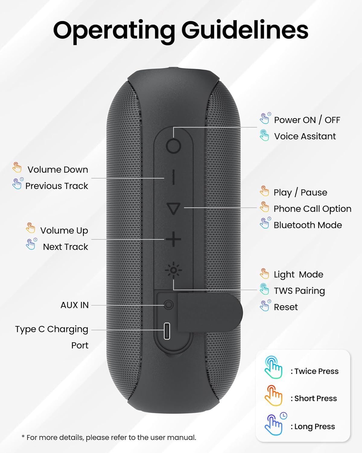 Altavoz Bluetooth Portátil de 30W IPX7 con Luces RGB