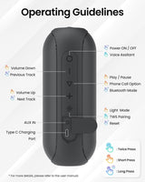 Altavoz Bluetooth Portátil de 30W IPX7 con Luces RGB