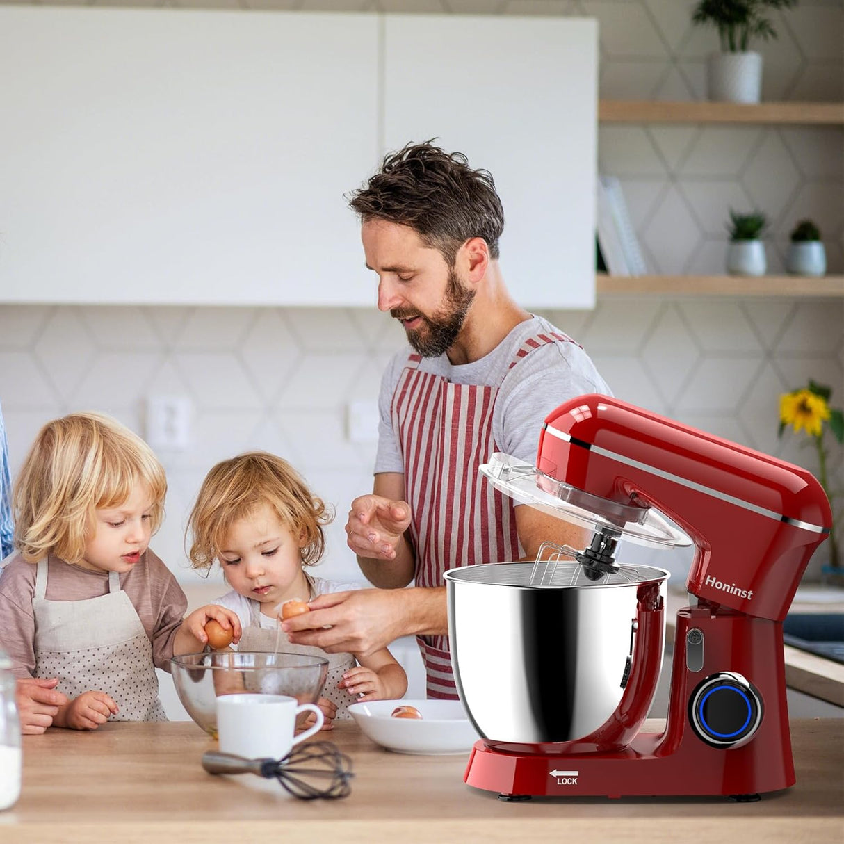 Batidora de pie 6.5QT 10 velocidades 660W, modelo 3 en 1