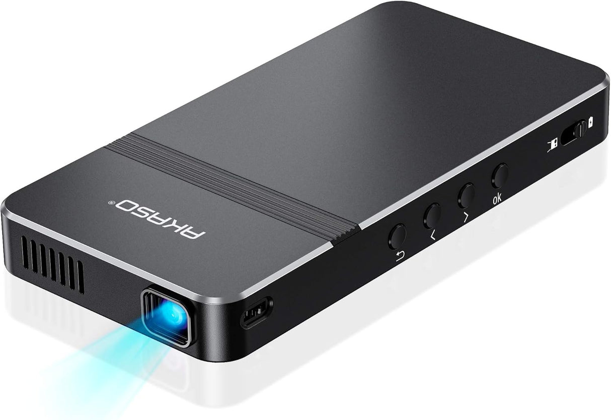 Proyector Mini AKASO DLP 1080P, WiFi, Batería, Control Remoto