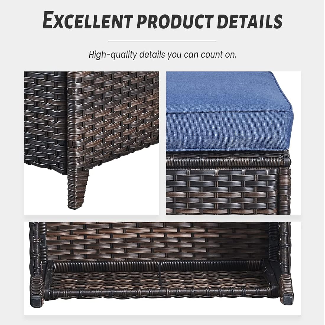 Belord Juego de muebles de patio de 4 piezas, silla giratoria de mimbre para patio con otomanas, juego de muebles de exterior para porche exterior, terraza, balcón, jardín