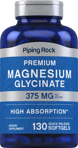 Piping Rock Magnesio Glicinato 375mg 130 caps Sin GMO