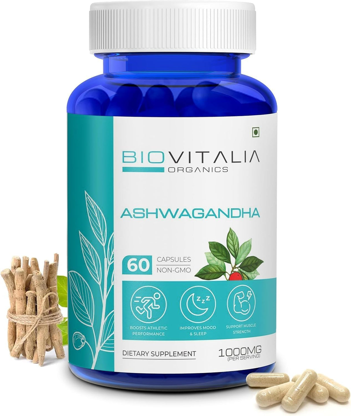Cápsulas de Ashwagandha 1000mg - Suplemento Natural 60 Veganas
