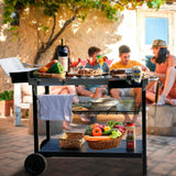 Carrito de Parrilla Móvil con Estantes y Accesorios para BBQ
