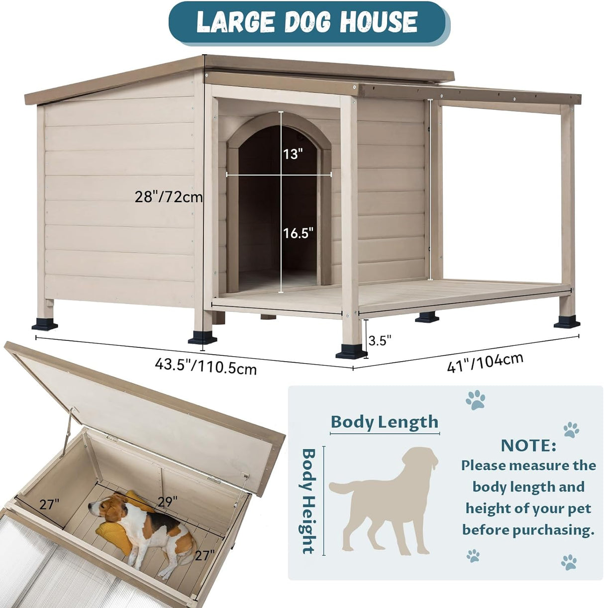 Casa para perros grandes techo de asfalto de PVC Petsfit