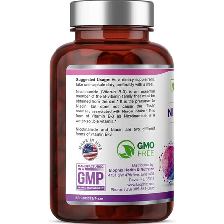 Suplemento Vitamina B3 nicotinamide 0,018 oz 100 cápsulas