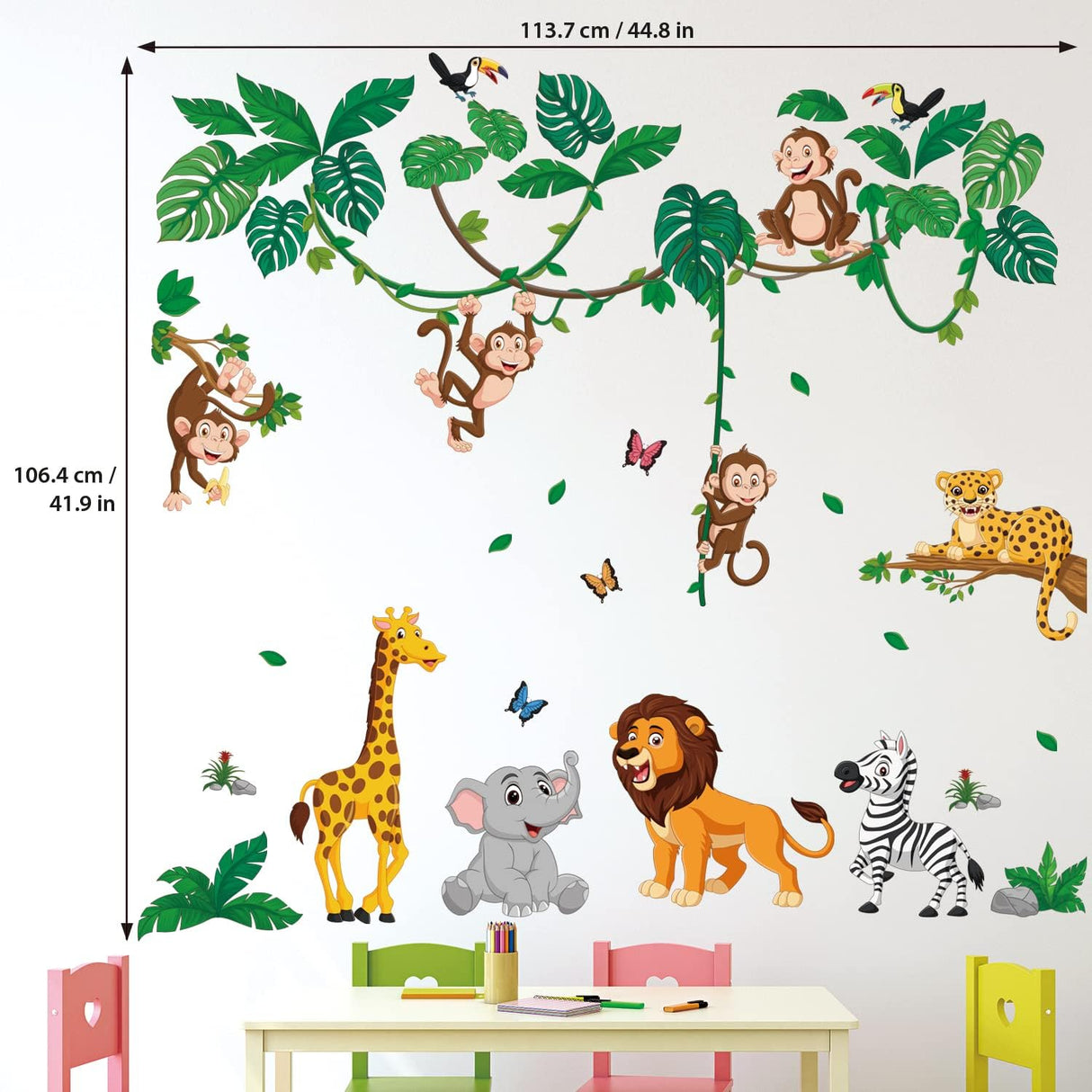 DECOWALL Stickers Animales Selva DSL-8069 para Niños