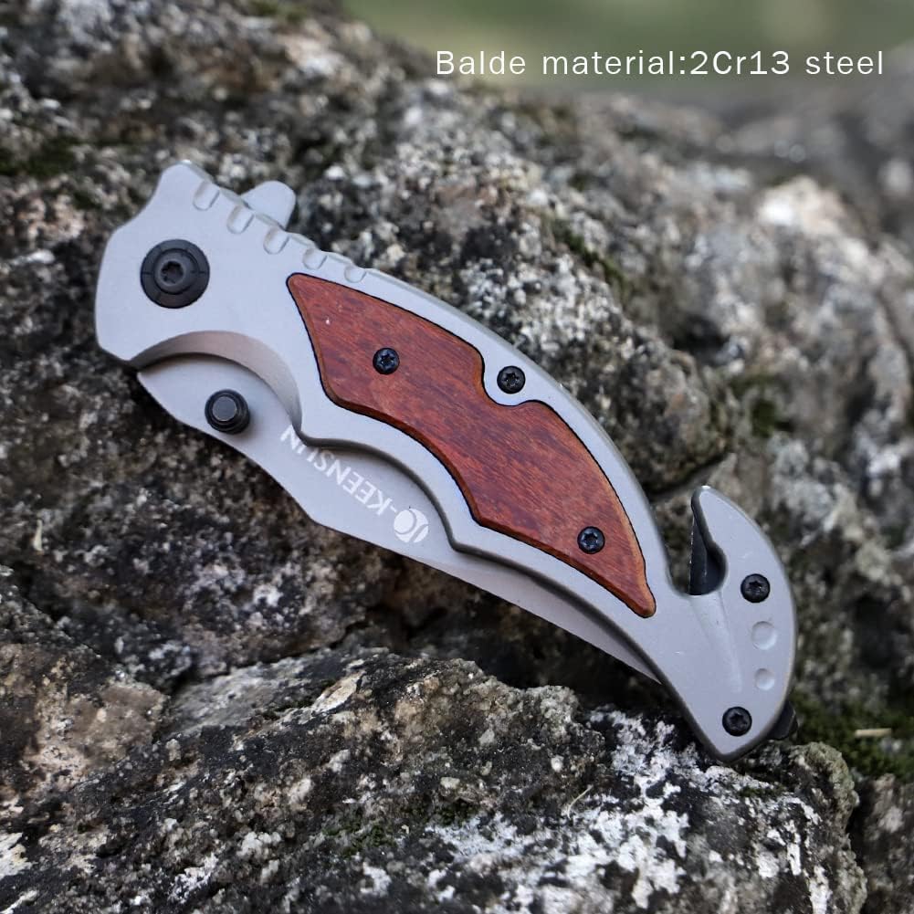 Cuchillo plegable de bolsillo con rompevidrio y cortador