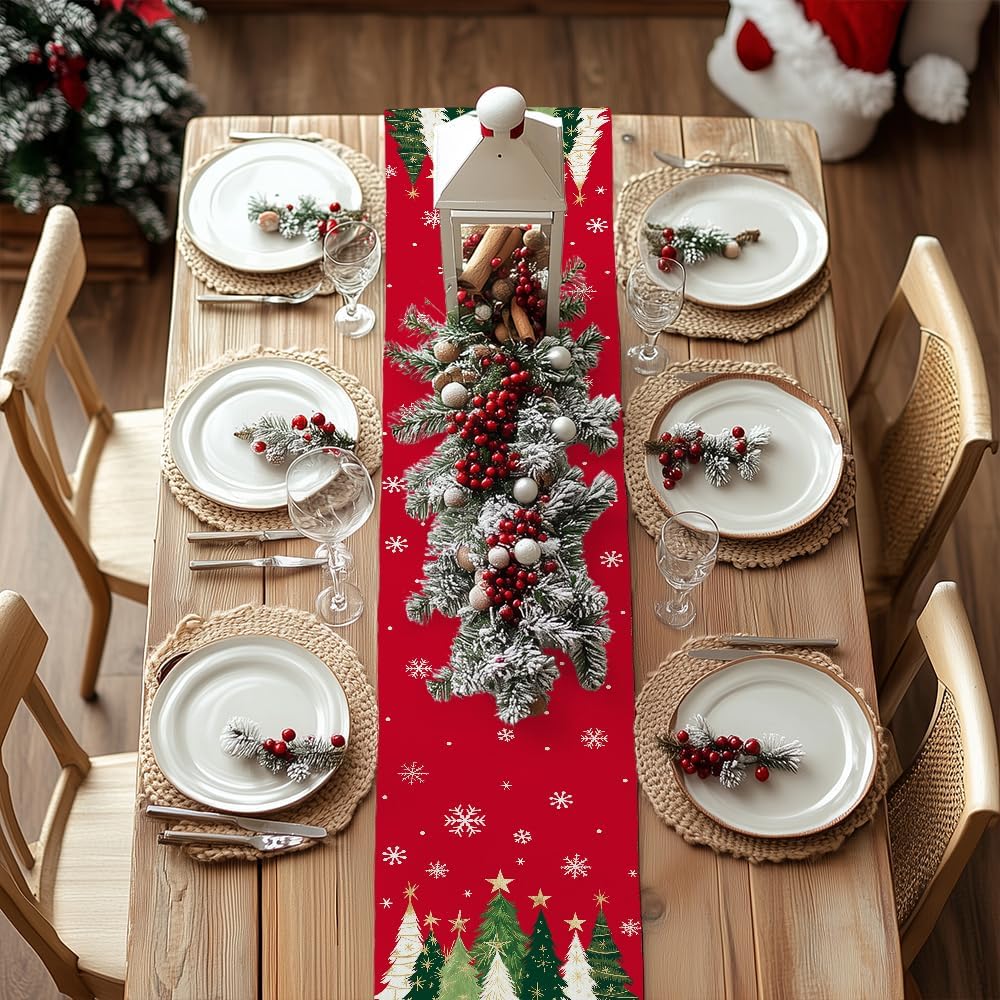 Camino de Mesa GEEORY 13x72 Pulgadas, Árboles de Navidad GT150-72