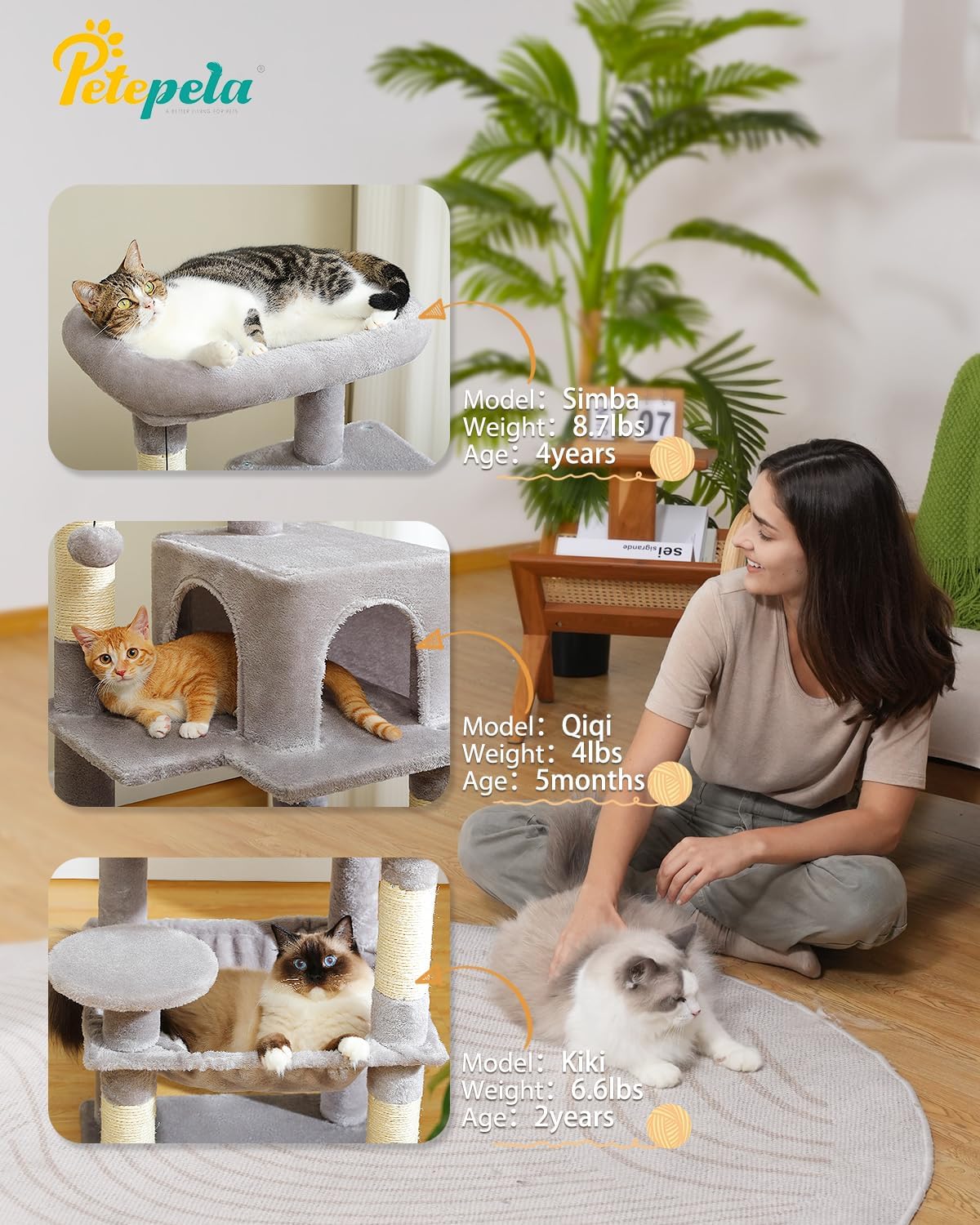 Árbol para Gatos PETEPELA, 5 Niveles, Marco Metálico, Modelo 45.7