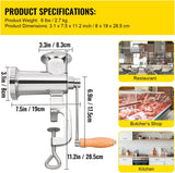 Molino de carne manual de acero inoxidable, 2 platos, 1.8" clamp