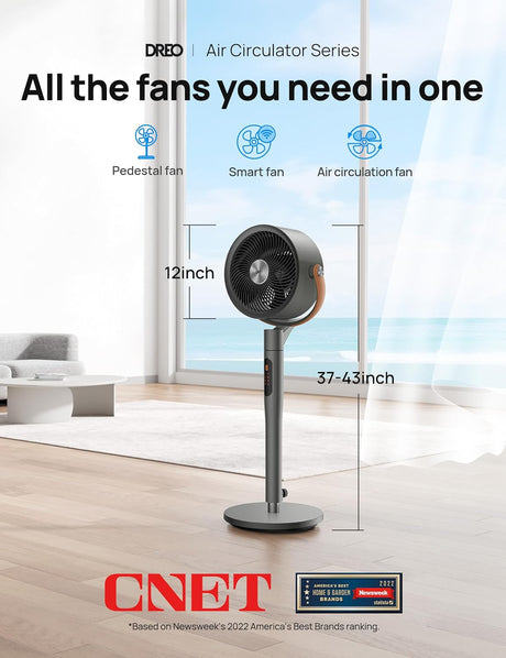 Ventilador Dreo de Pie, Oscilante, 8 Velocidades, Ajustable