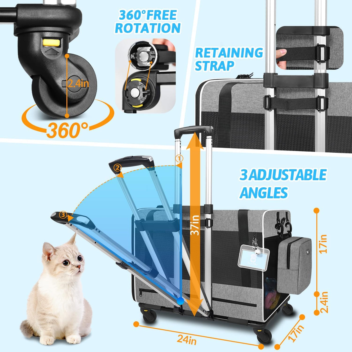 Transportín Extra Grande con Ruedas Petskd para Mascotas