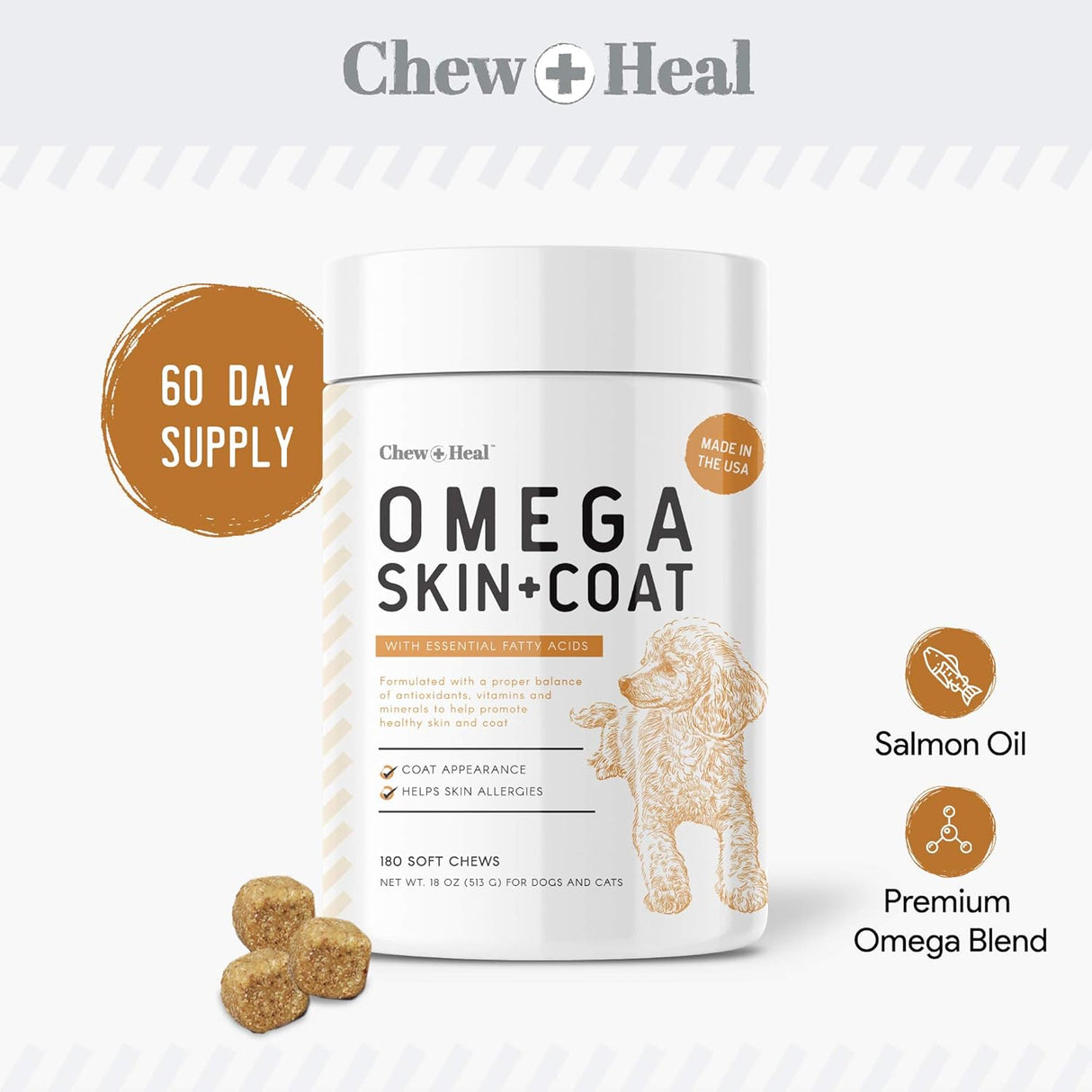 Suplementos  Aceite de salmón para perros 180 golosinas