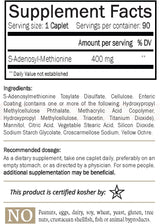 Suplemento SAM-e 400 mg 90 cápsulas Vegano Kosher