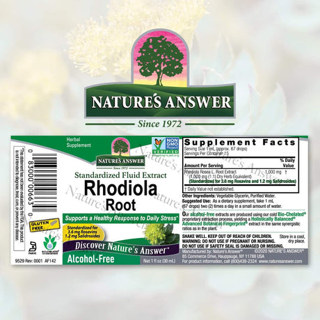 Suplementos Answer Raíz de rodiola sin alcohol